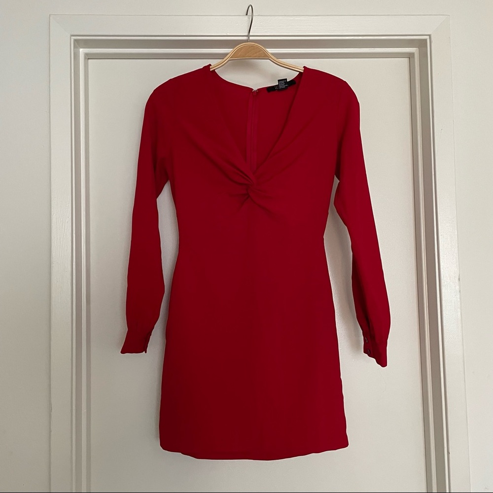 Twist Front Red Cocktail Dress